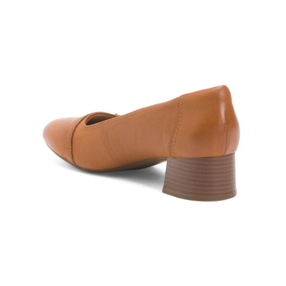 CLARKS Tan Leather Marilyn Nora Comfort Pumps - Picture 2 of 2